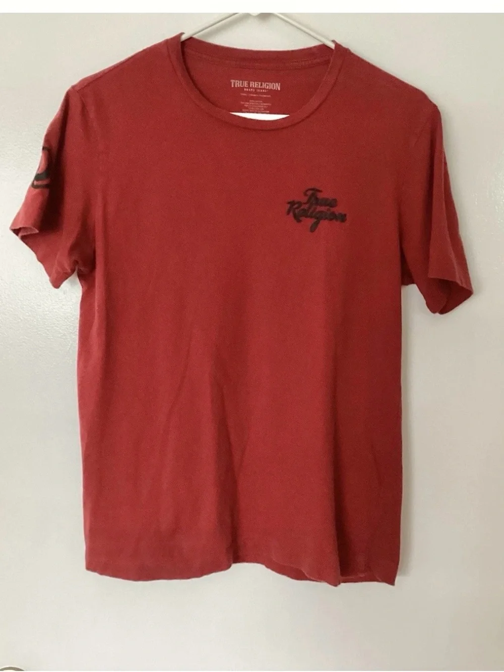 True Religion Men's Brick Red Short Sleeve Logo Tee